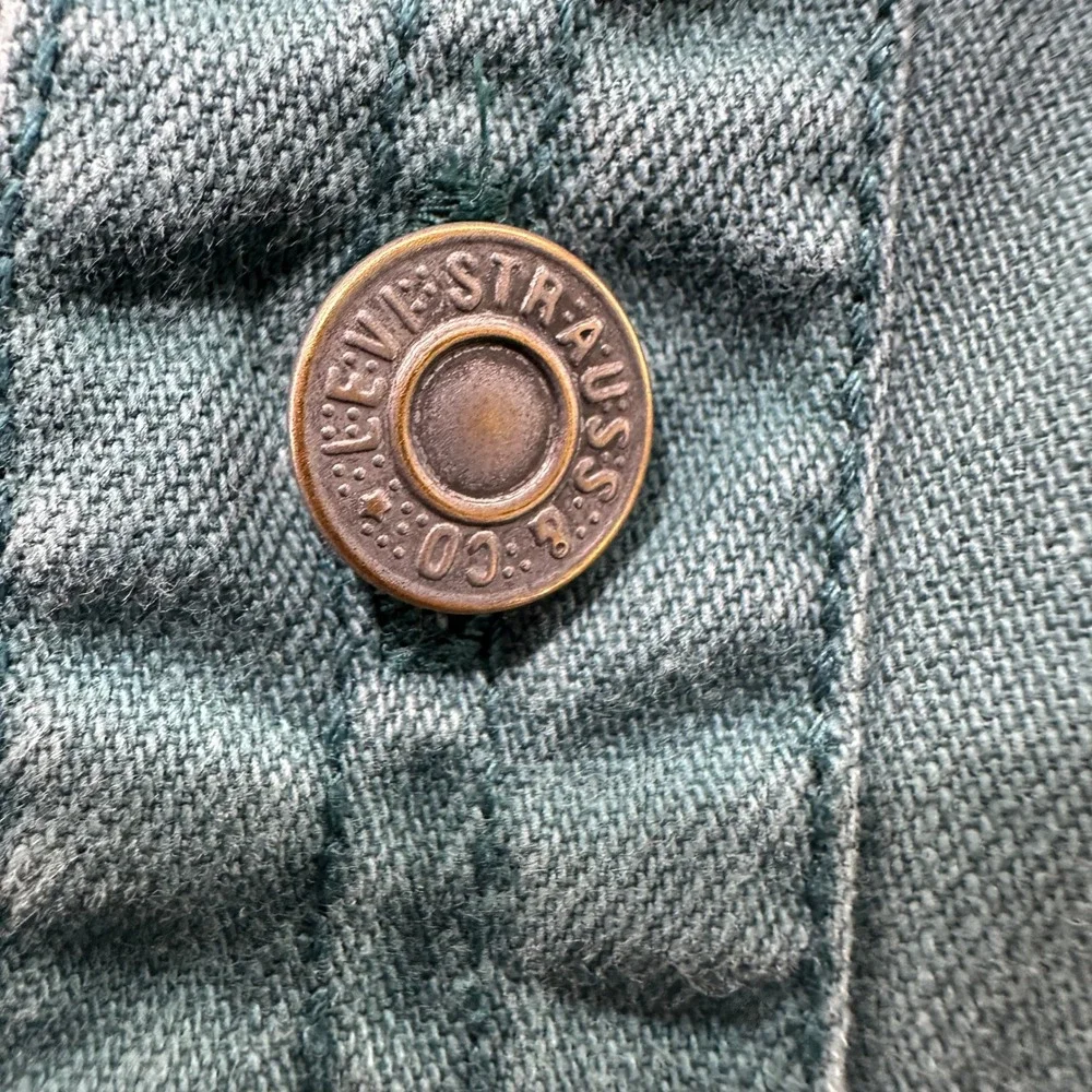 Levi Strauss Mens Long Sleeve Button Down Shirt Teal Green Cotton Twill XL